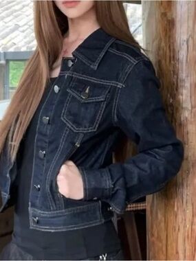 Classic Dark Denim Jacket - Women's Jean Coat